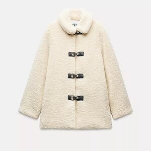 NEW Zara Teddy Sherpa Coat in Ecru -